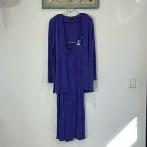 Vtg 90s Picadilly Fashion cardigan and maxi skirt acetate spandex purple medium